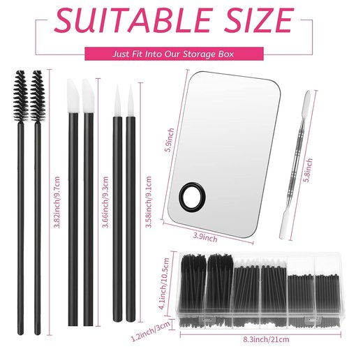 Maitys Disposable Makeup Tools Kit - 260 Pieces Eyeliner Brushes, Mascara Wands & Applicators | Black Organizer Box