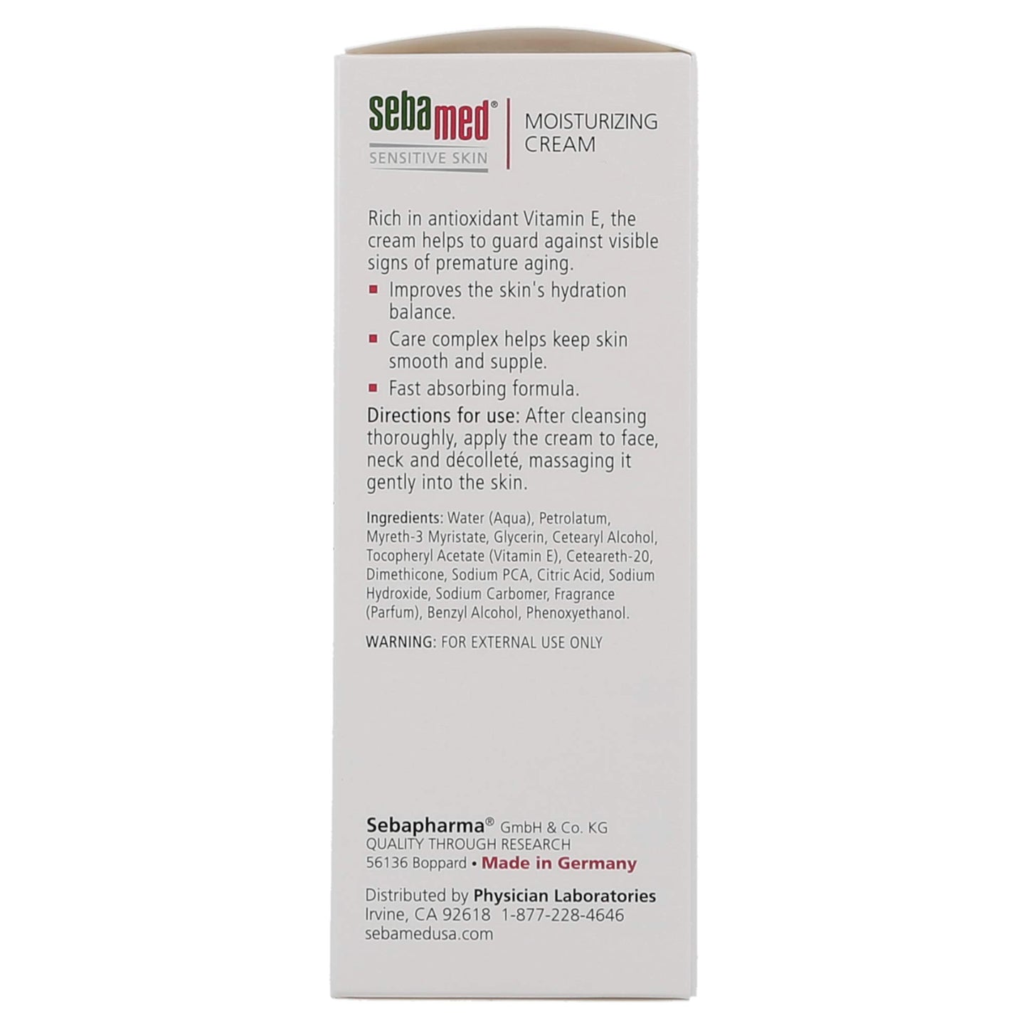 SEBAMED Moisturizing Face Cream with Pump for Sensitive Skin Antioxidant pH 5.5 Vitamin E Hypoallergenic 3.4 Fluid Ounces (100mL) Ultra Hydrating Dermatologist Recommended Moisturizer