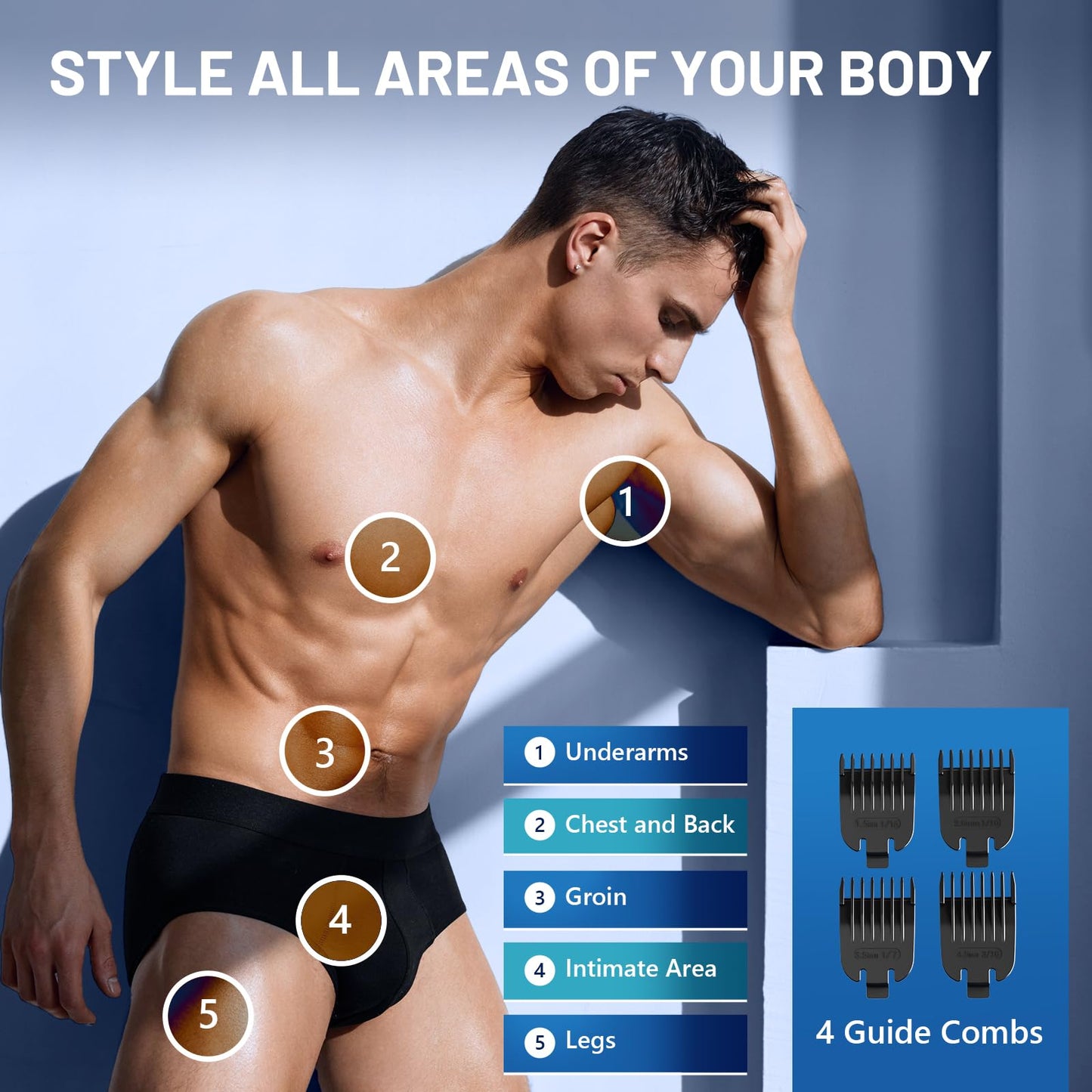 VINATO Electric Body Hair Trimmer - Manscape Ball Trimmer, Groin Hair Trimmer for Men, Waterproof Ball Shaver, USB Recharge Dock Replaceable Ceramic Blade, Male Hygiene Razor, 90 Mins Battery Life