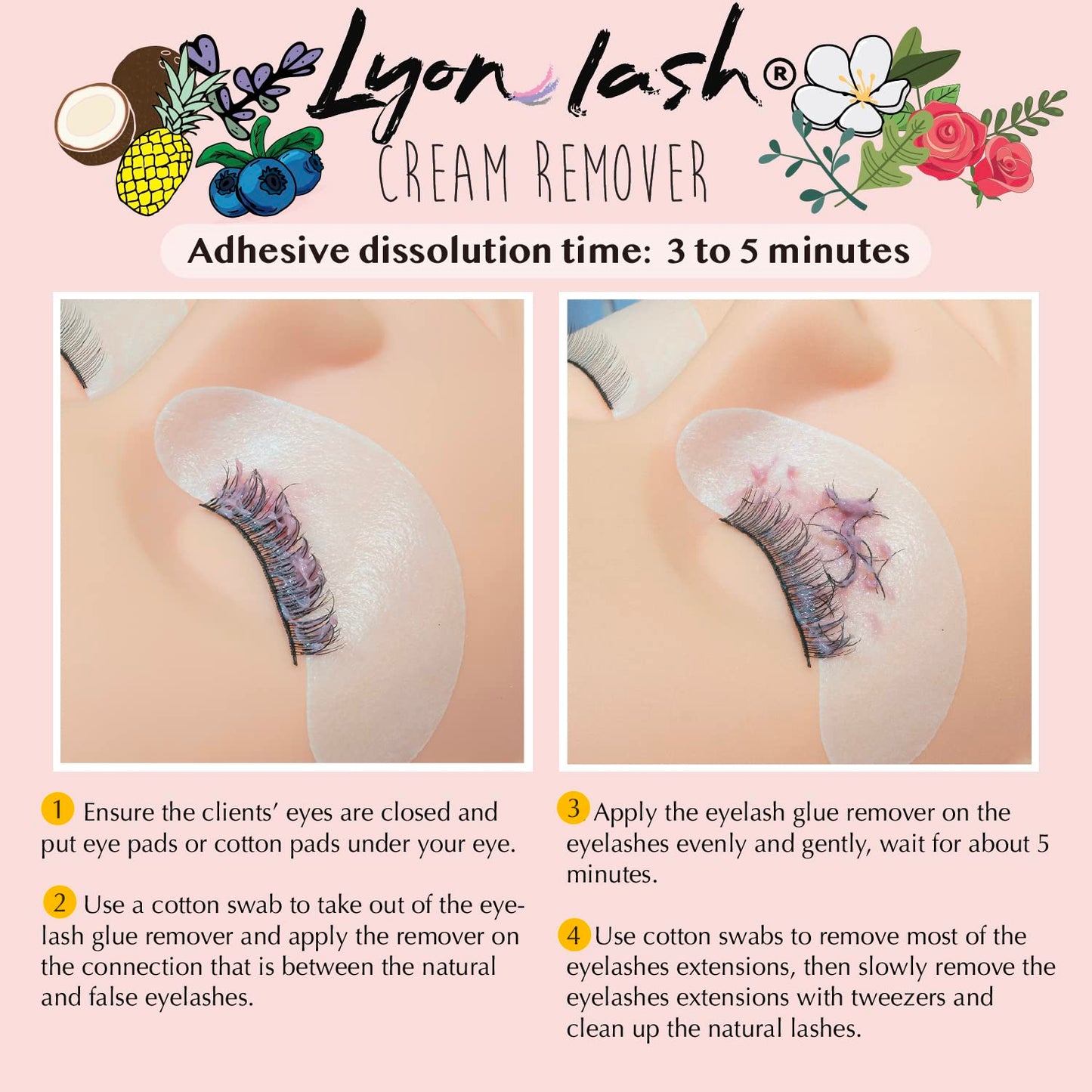 Lyon Lash Pro Gentle Eyelash Extension Cream Remover 15g 0.51fl. oz | Removes Lash Extension Glue Effectively| Low Irritation for Sensitive Skin | Essential Lash Extensions Supplies(Blueberry)