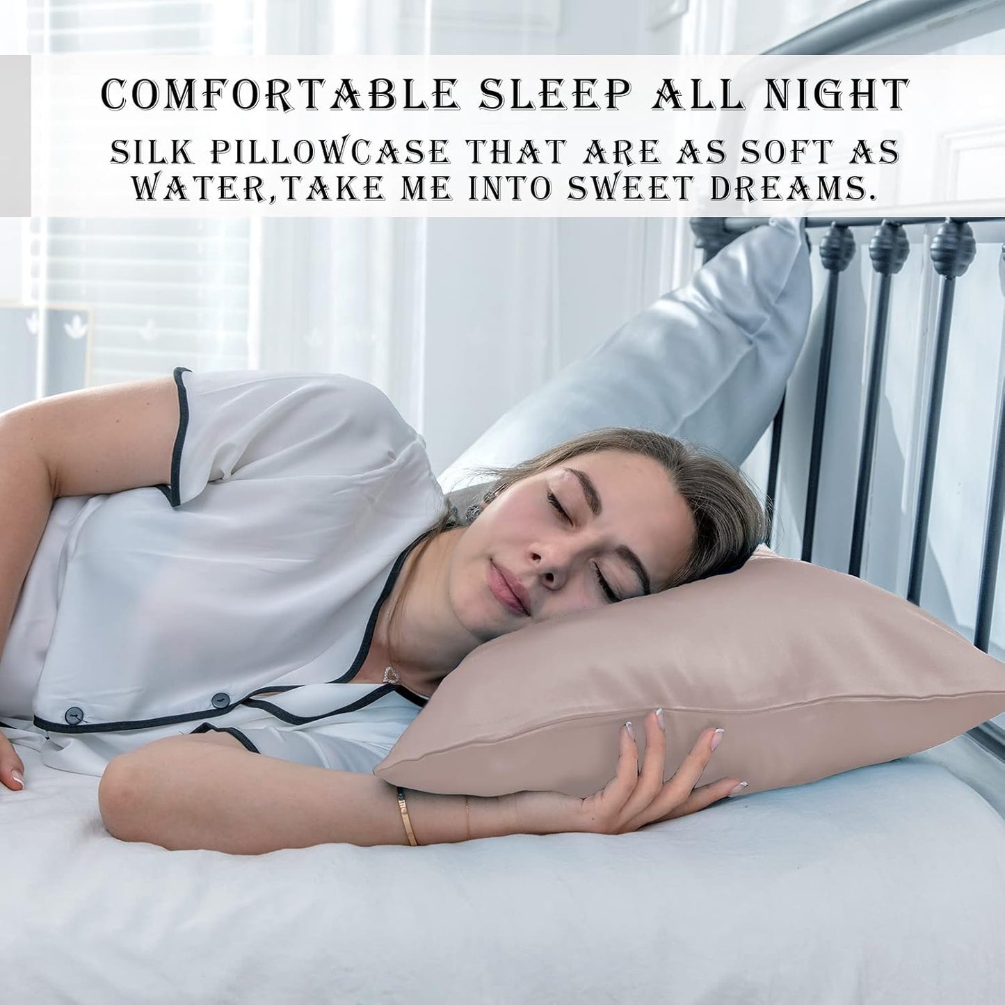 Mulberry Silk Pillowcase for Hair and Skin Standard Size 20"X 26" Pillow Case with Hidden Zipper Soft Breathable Smooth Cooling Covers for Sleeping(Apricot Gray,1Pcs)