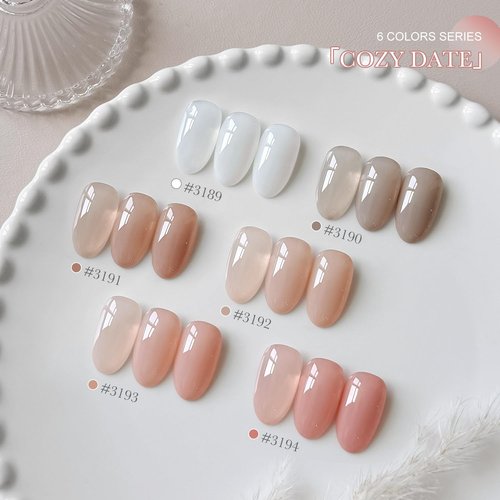 GAOY Jelly White Pink Gel Nail Polish Set, 6 Transparent Colors Sheer Nude Brown, Soak Off UV Light Cure Gel Polish Kit for Nail Art DIY at Home