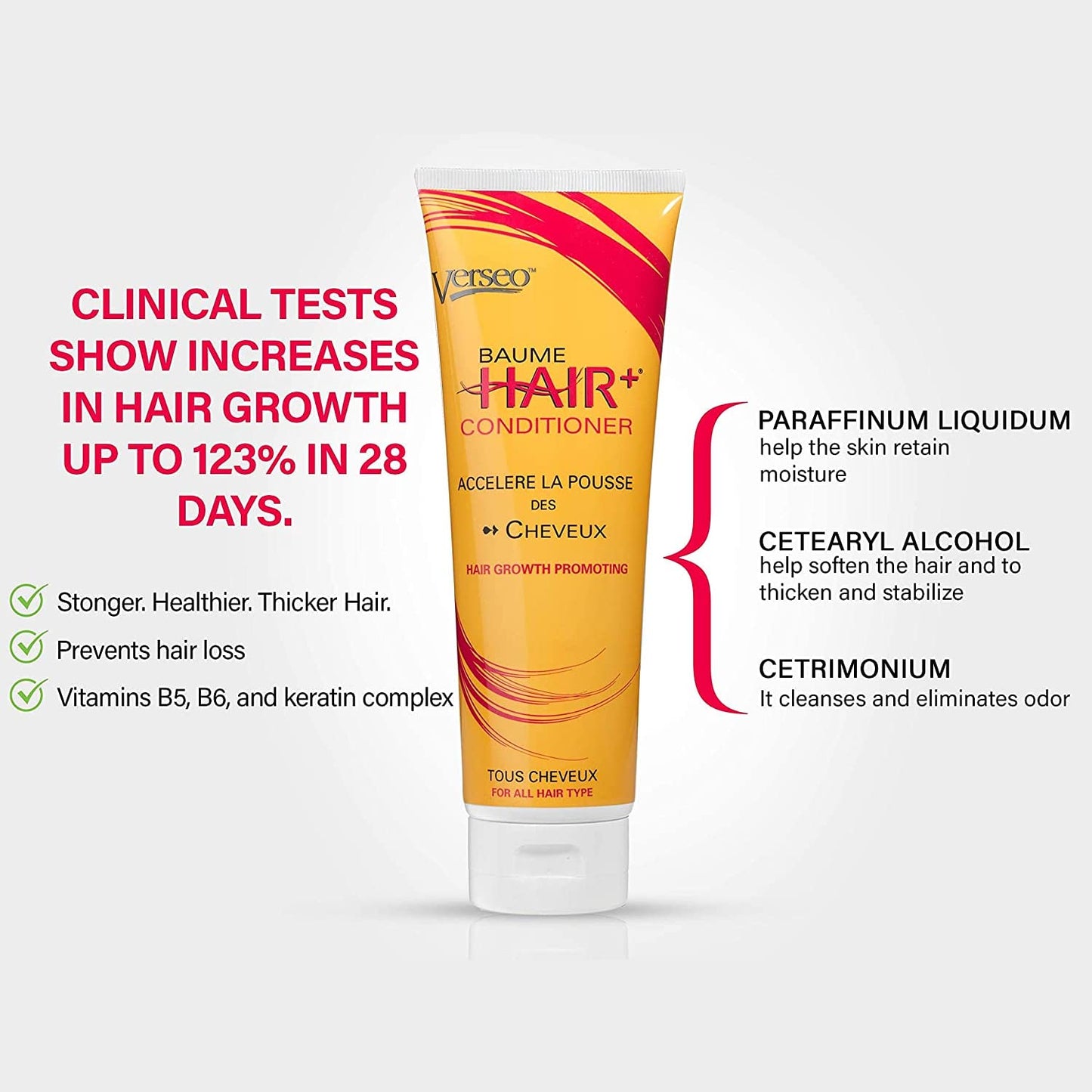 "Verseo Hair Strengthening Shampoo and Conditioner for Men and Women - Natural Scent - 8.5 oz Each - Unisex - For Hair Growth & Nourishing"