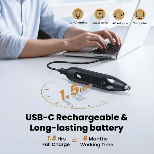 Regine Switzerland Ear and Nose Hair Trimmer - Professional Painless USB Rechargeable, Dual Edge Blades, Waterproof