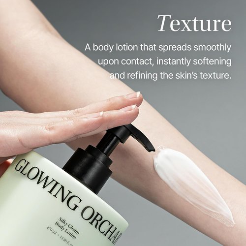 Objet Silky Gleam Body Lotion - Deep Hydration with Niacinamide & Vitamin C/E | 24H Glow, Glowing Orchard (450ml)