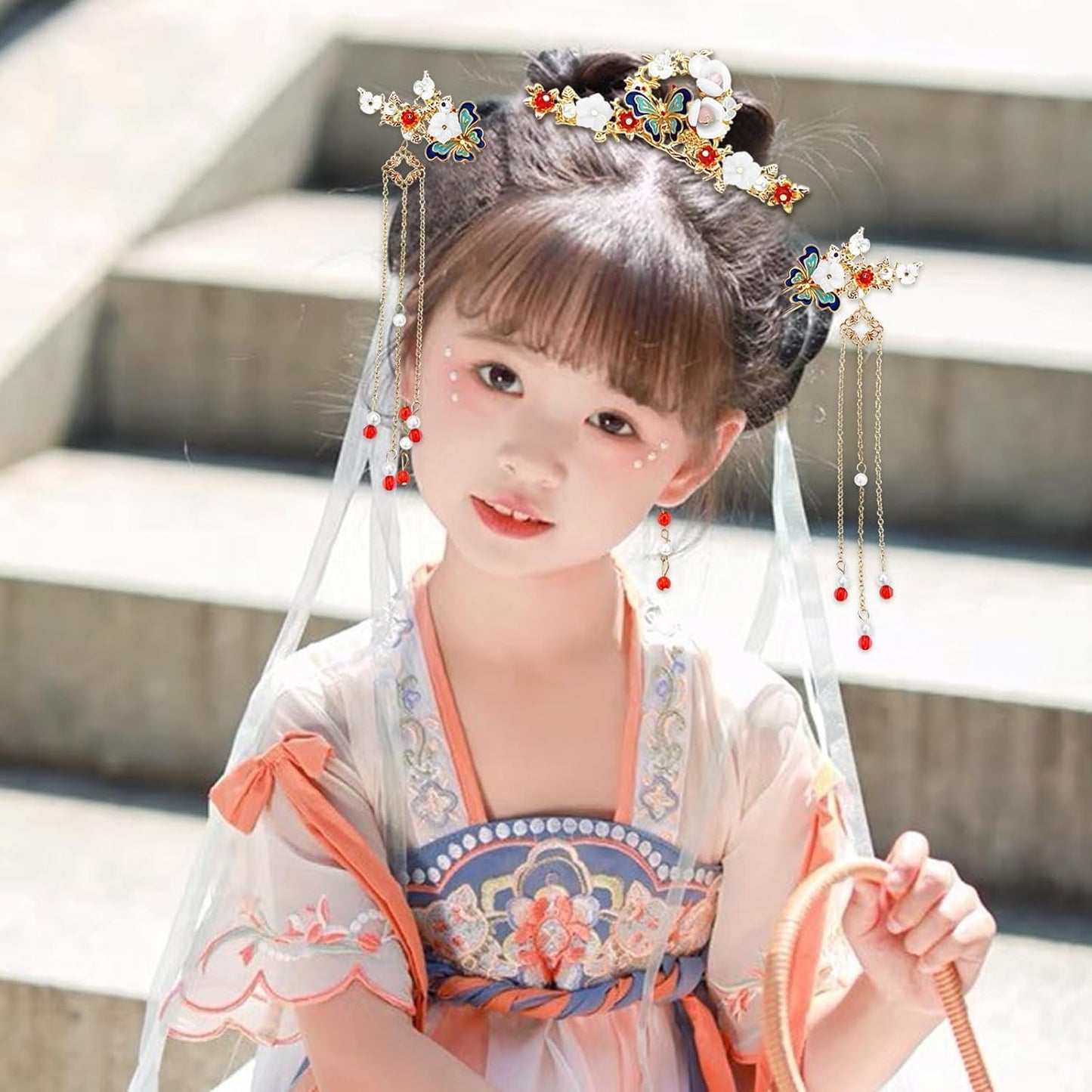 5 Pcs Flower Chinese Tassel Hair Stick Crystal Pearl Hanfu Hair Pins Classical Floral Bride Wedding Accessories for Women