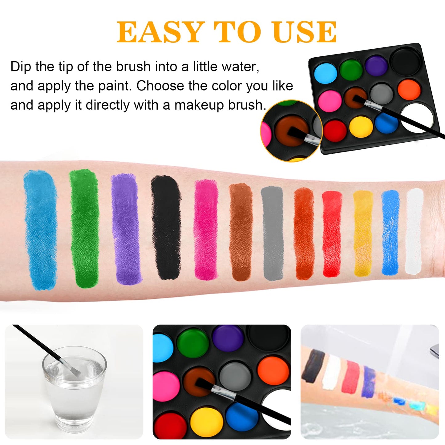 Halloween Makeup - Halloween Family Face Painting Kit Face Body Paint for Adult and Kids, All in 1 Halloween Makeup Set Face Paint with Fake Blood for Halloween Party Supplies