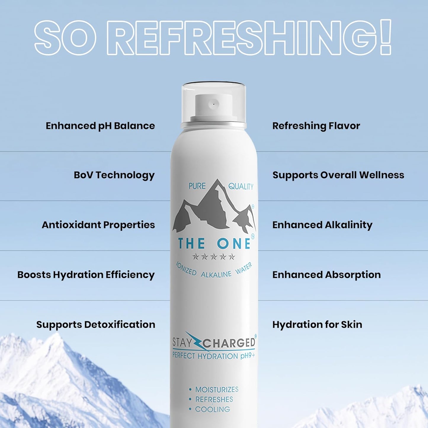 THE ONE Ionized Alkaline Water - Pure Hydration Mist | Refreshing Alkaline pH for Face & Body