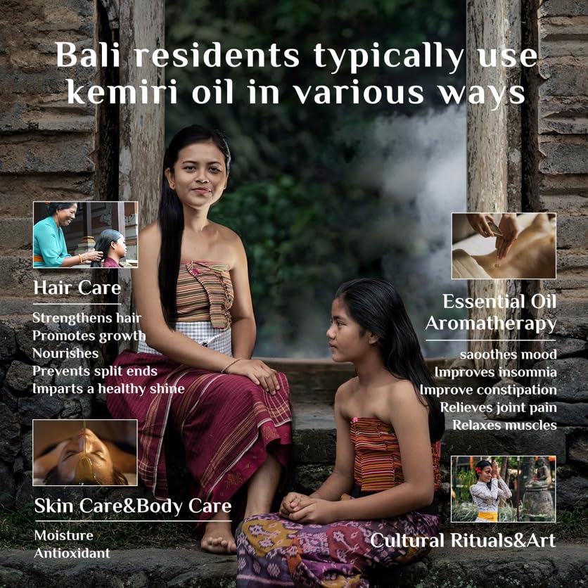 Bali Aga Kemiri Oil - Strengthening and Nourishing Hair Treatment, Split End Care, Plant-Based Comfort for Scalp, 2 Bottles