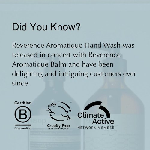 Aesop Reverence Aromatique Exfoliating Hand Wash - Gentle Cleansing & Skin-Smoothing Formula with Vetiver | 500mL / 16.9 oz