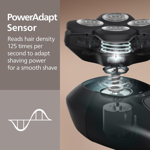 Philips Norelco Head Shaver Pro 9000 Series - Electric Shaver with 360° Flexing Head & ComfortCut Blades for Gentle, Clean Shave, Model HS9980/40