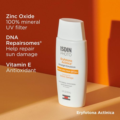 ISDIN Eryfotona Actinica SPF 50+ | Mineral Face Sunscreen with Zinc Oxide | No White Cast, Dermatologist Recommended
