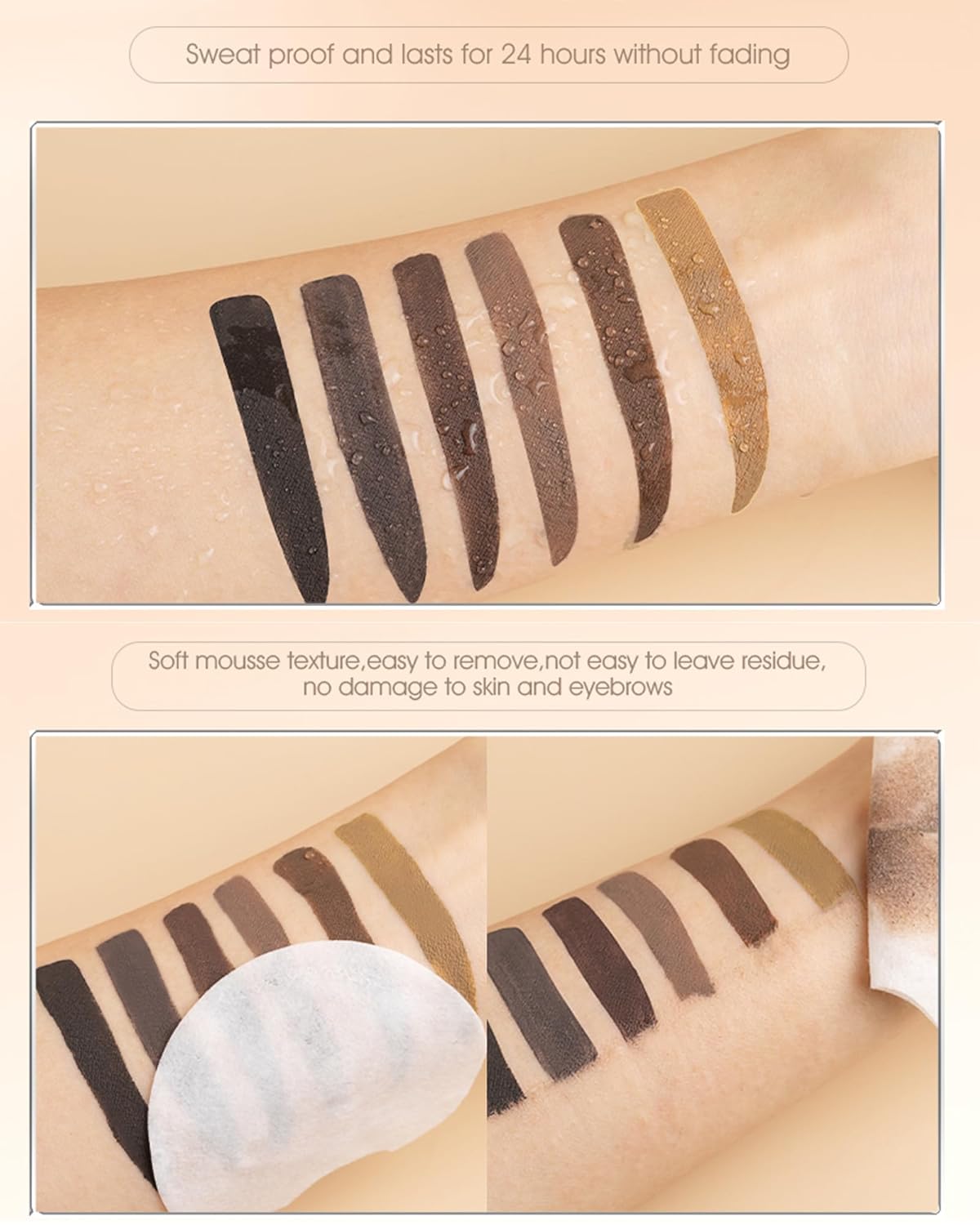 Skiennix Waterproof Tinted Brow Gel - Long-Lasting Smudgeproof Eyebrow Makeup | Blonde with Brow Razor Brush