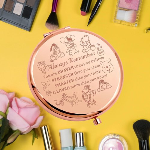 KEYCHIN Honey Bear Compact Makeup Mirror - Inspirational Design with Pig, Donkey, Tiger & Rabbit | Perfect Gift