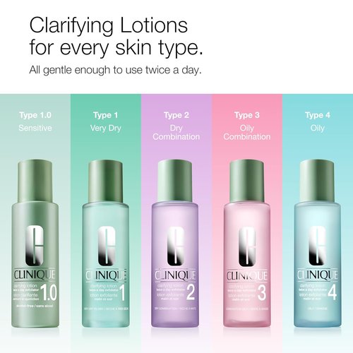 Clinique 3-Step Clarifying Lotion - Alcohol-Free Face Exfoliator for Sensitive Skin | Toner with Witch Hazel & Salicylic Acid