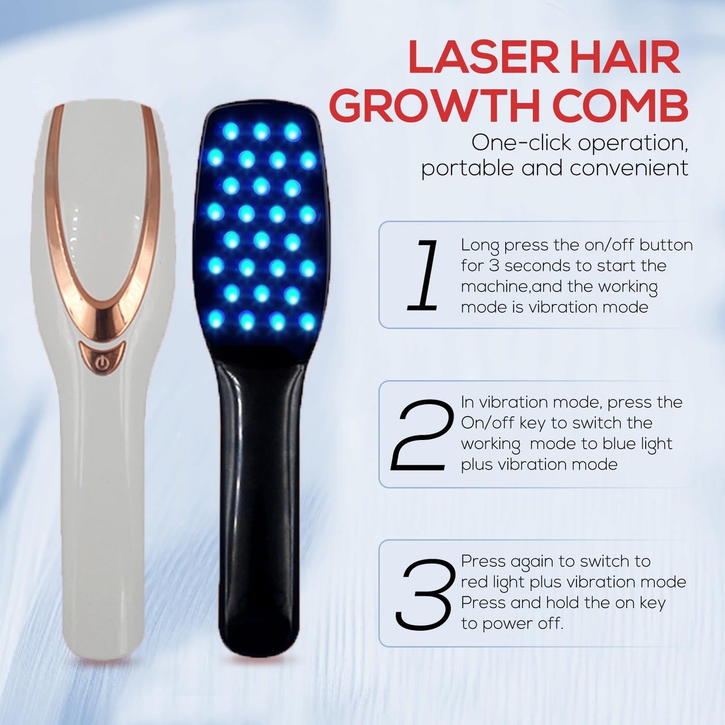 Laser Hair Growth Comb, Laser Therapy Comb Electric Scalp Massager for Hair Growth,Stimulates Hair Growth Comb Brush Thinning Hair Treatment Laser Hair Growth Device(White)