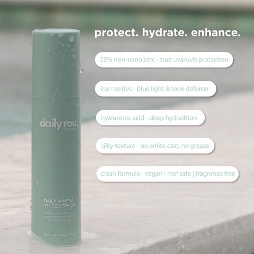 DailyRou Mineral Sunscreen | Hydrating & Brightening Face Lotion for All Skin Types - Lightweight, Non-Greasy Tint
