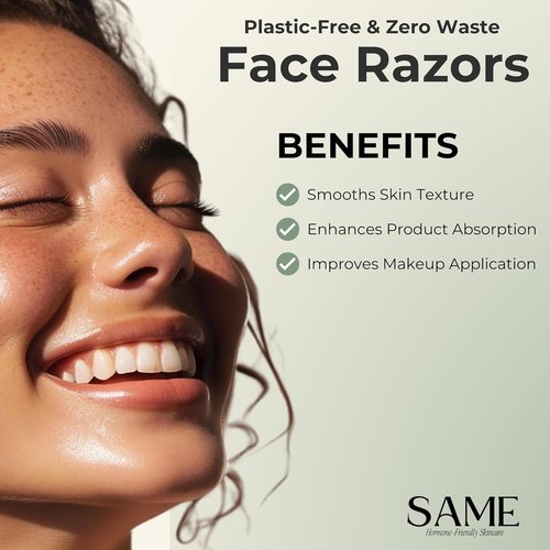 Same Skincare Dermaplane Razor - 4 Pack Compostable Face Razors for Gentle Exfoliation | Plastic-Free