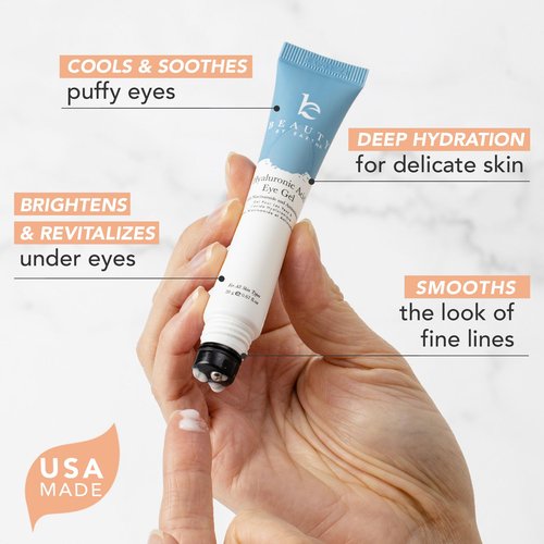 Beauty by Earth Under Eye Cream - Cooling Anti-Aging Hyaluronic Acid Eye Gel for Dark Circles, Puffiness & Wrinkles