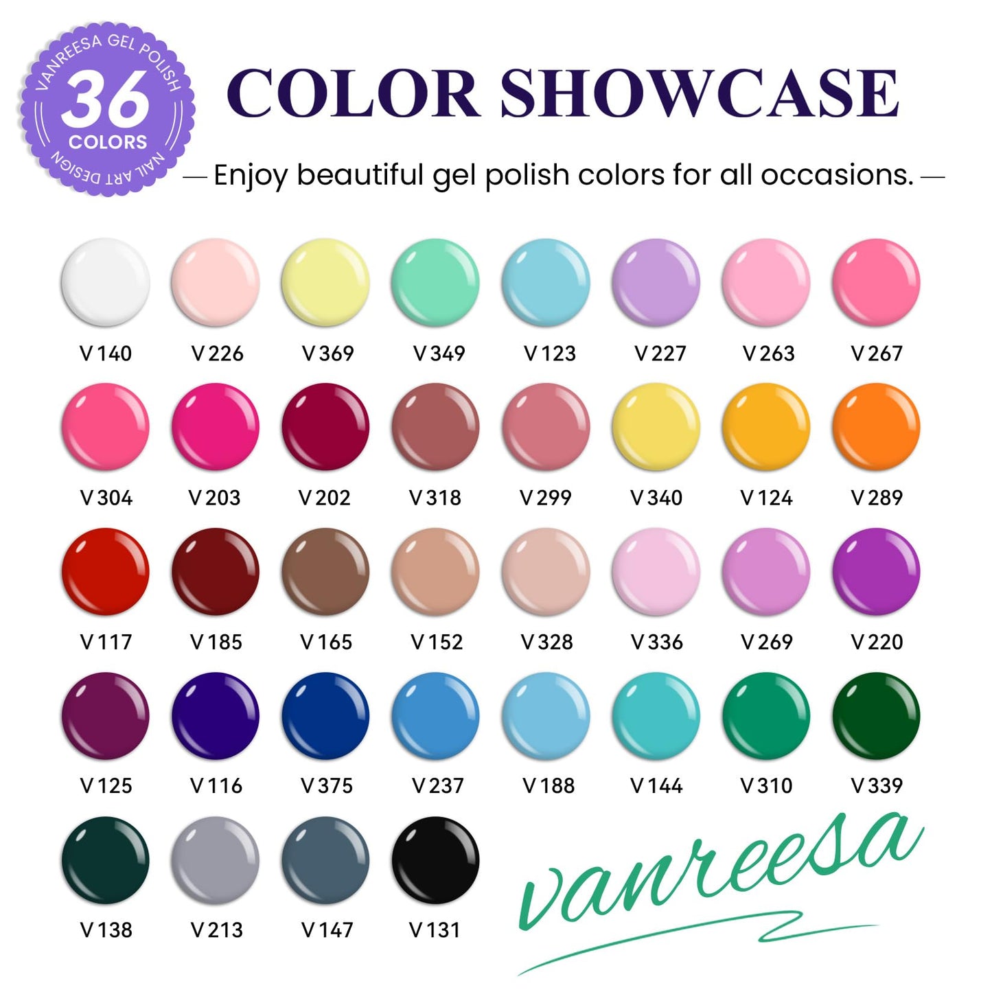 VANREESA Gel Nail Polish Kit with U V Light 53 Pcs Gel Polish Nail Set 36 Trendy Colors Nail Polish Set + Base and 4 Effects Top Coat with Manicure Tools Complete Nail Kit Gifts for Women Girls