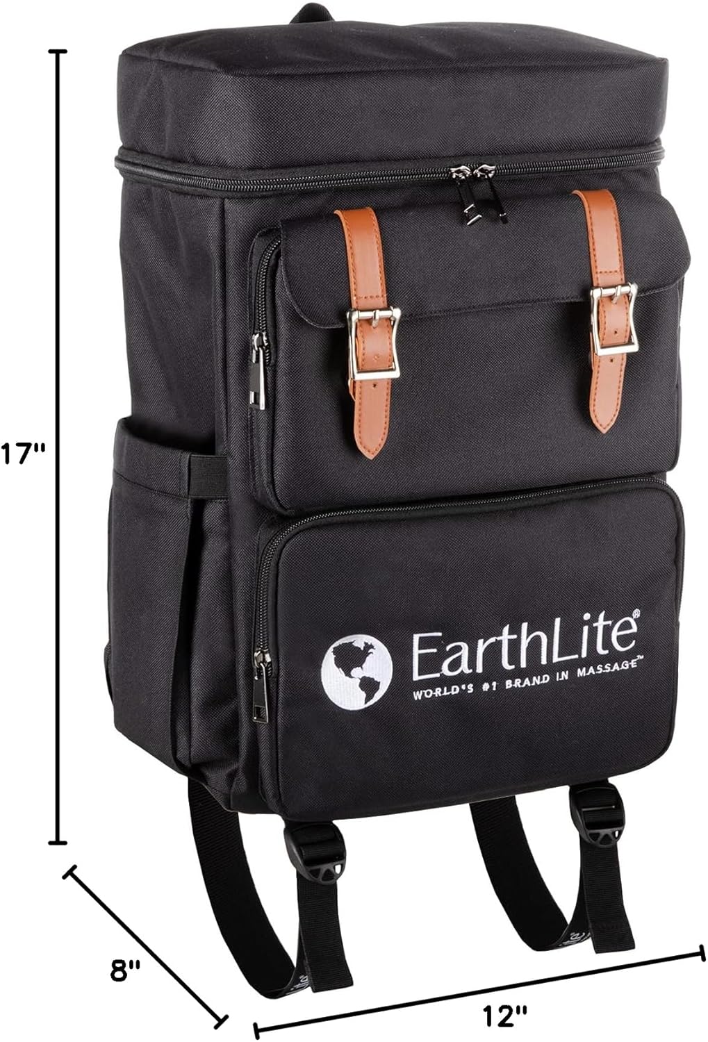 EarthLite LMT Go-Pack - Ultimate Travel Backpack for Massage Therapists | Water Resistant, USB Charging, Black