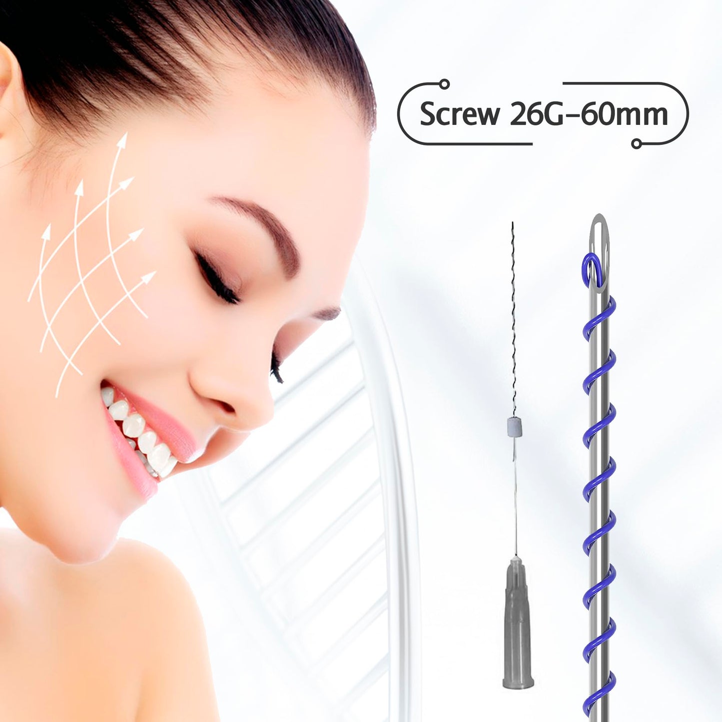 RYZESKI PDO Screw Thread, Improves Skin, Lift and Restore Skin Elasticity and Radiance, Pdo Thread Increase Firmness (20PCS-26G*60mm)