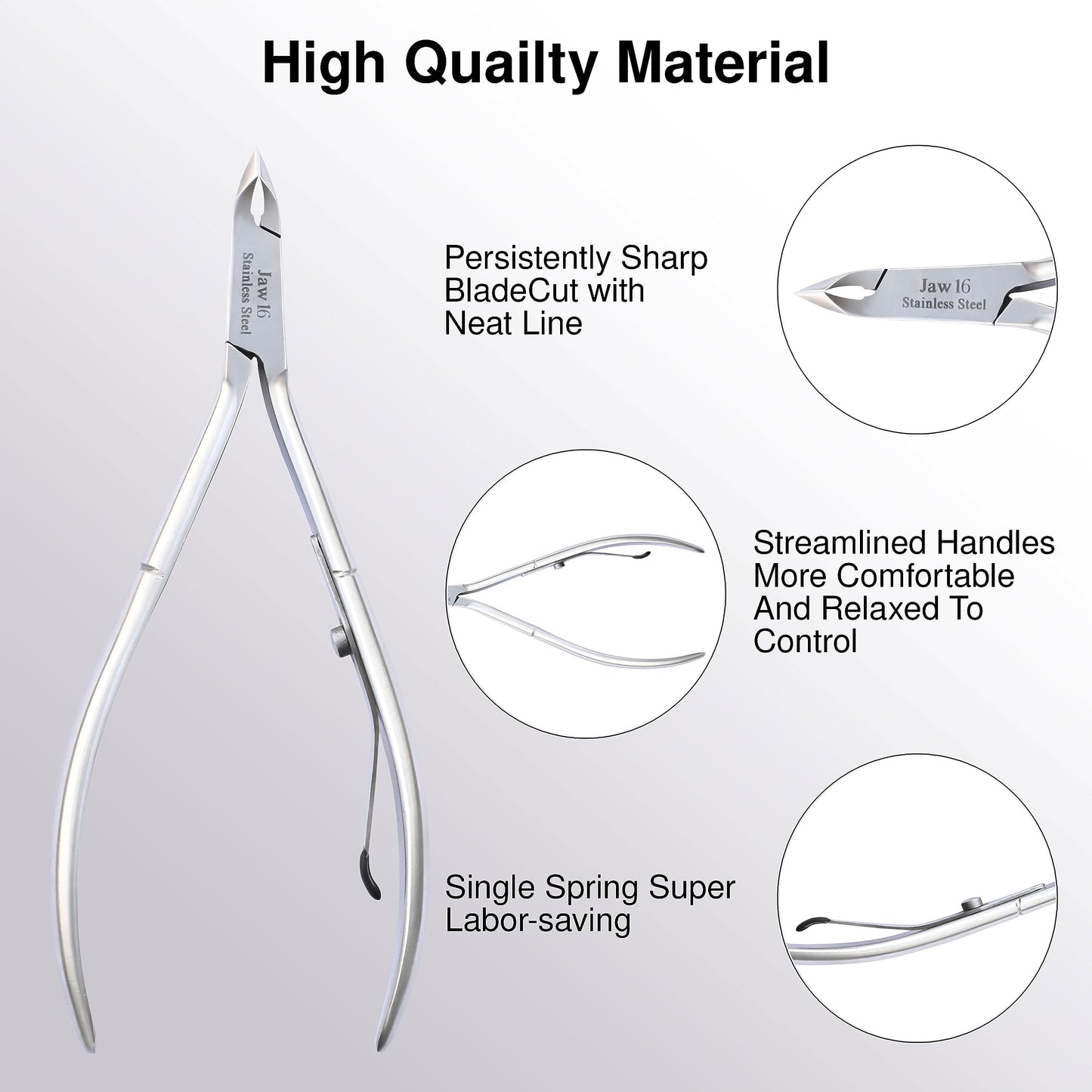 UM Supplies Cuticle Trimmer | Hangnail Remover | Extremely Sharp | Professional Cuticle Nippers | Stainless Steel | Cuticle clippers | Pedicure Manicure Tool I Jaw 16 (6mm)