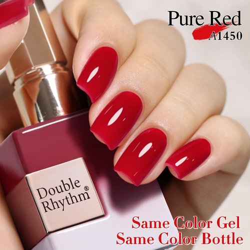 Double Rhythm 15ML Gel Polish Pure Sheer Same Color Same Bottle Soak Off Gel Polish Art Manicure Salon DIY at Home for Women (Jelly Red-A1450)