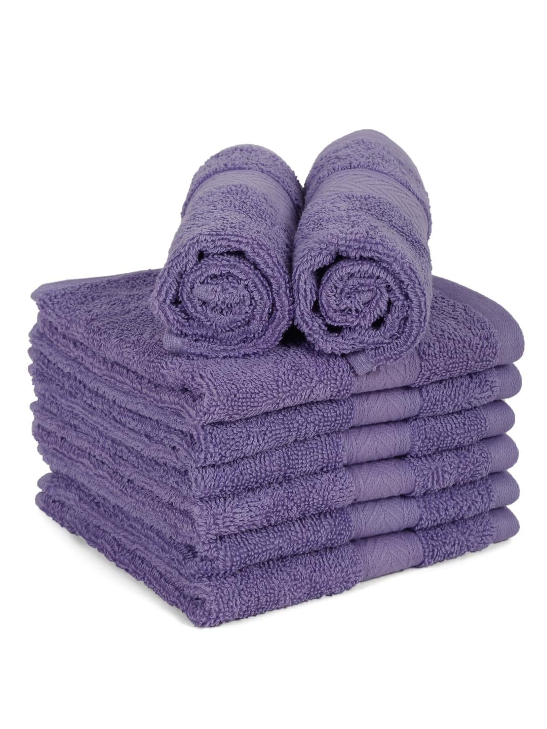 Casa Lino 24 Pack Wash Cloths Set, (12" X12) 100% Cotton wash Cloths, wash Cloths for Your face and Body, Highly Absorbent & fingertip Soft wash Cloths for Your face and Body, Purple