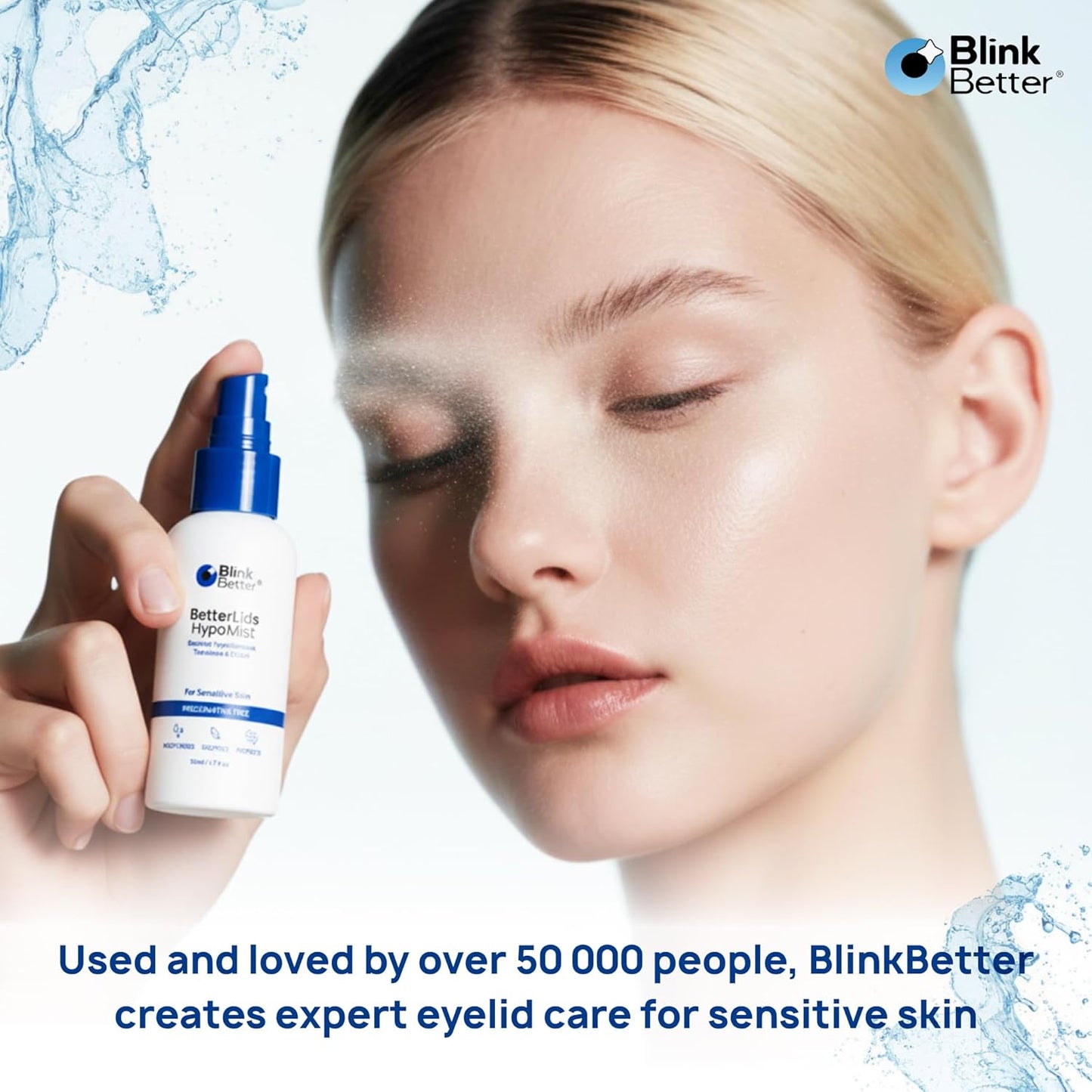 BlinkBetter BetterLids Hypochlorous Acid Eyelid Spray - Gentle Non-Sting Cleanser for Dry, Itchy Lids | 50 ml