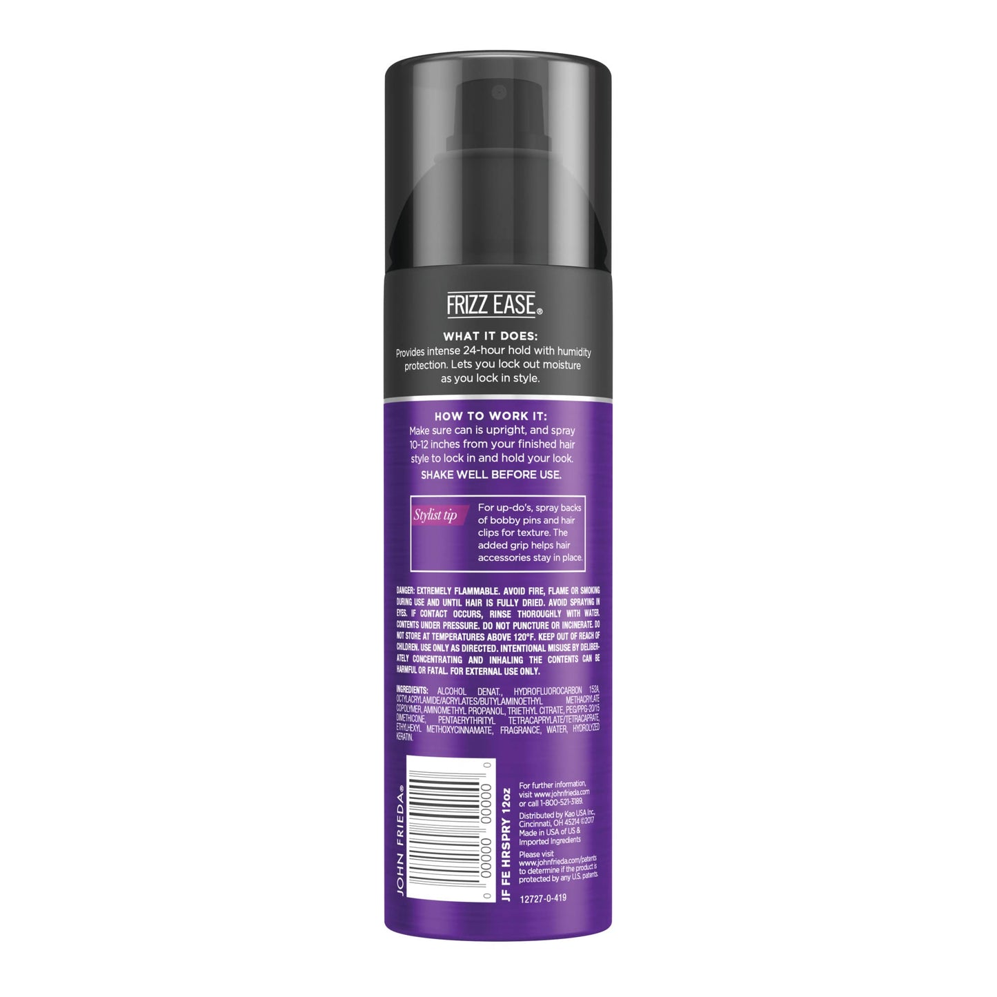 John Frieda Anti Frizz, Frizz Ease Firm Hold Hairspray, Anti-Humidity Spray for Hair, for 24-hour Hold, 12 Oz, Pack of 2