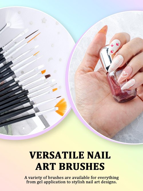 YOOVR 33PCS Nail Art Brushes Set, Nail Art Tools, Nail Design Tools with Gel Nail Brush, French Tip Tool Liner Brushes, Dotting Tools, Builder Gel Brush, Nail Tech Beginners Must Haves Stuff Supplies