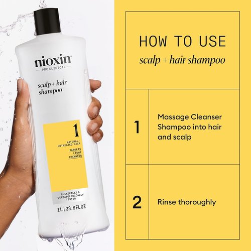 Nioxin Shampoo & Conditioner Liter Duo Set - Strengthen Natural & Colored Hair | Systems 1-4 | Pumps Included