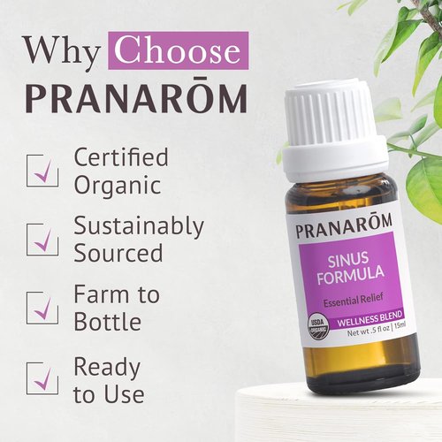 Pranarom - Organic Sinus Formula Essential Oil Blend for Wellness | Aromatherapy 15ml