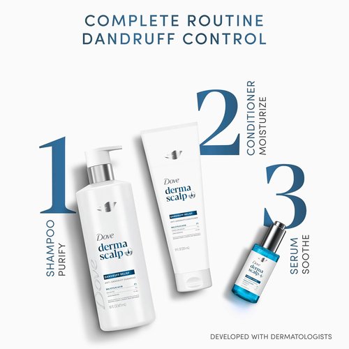 Dove Derma Scalp Dandruff Relief Shampoo - Salicylic Acid & Niacinamide for Flake Removal | 16 fl oz
