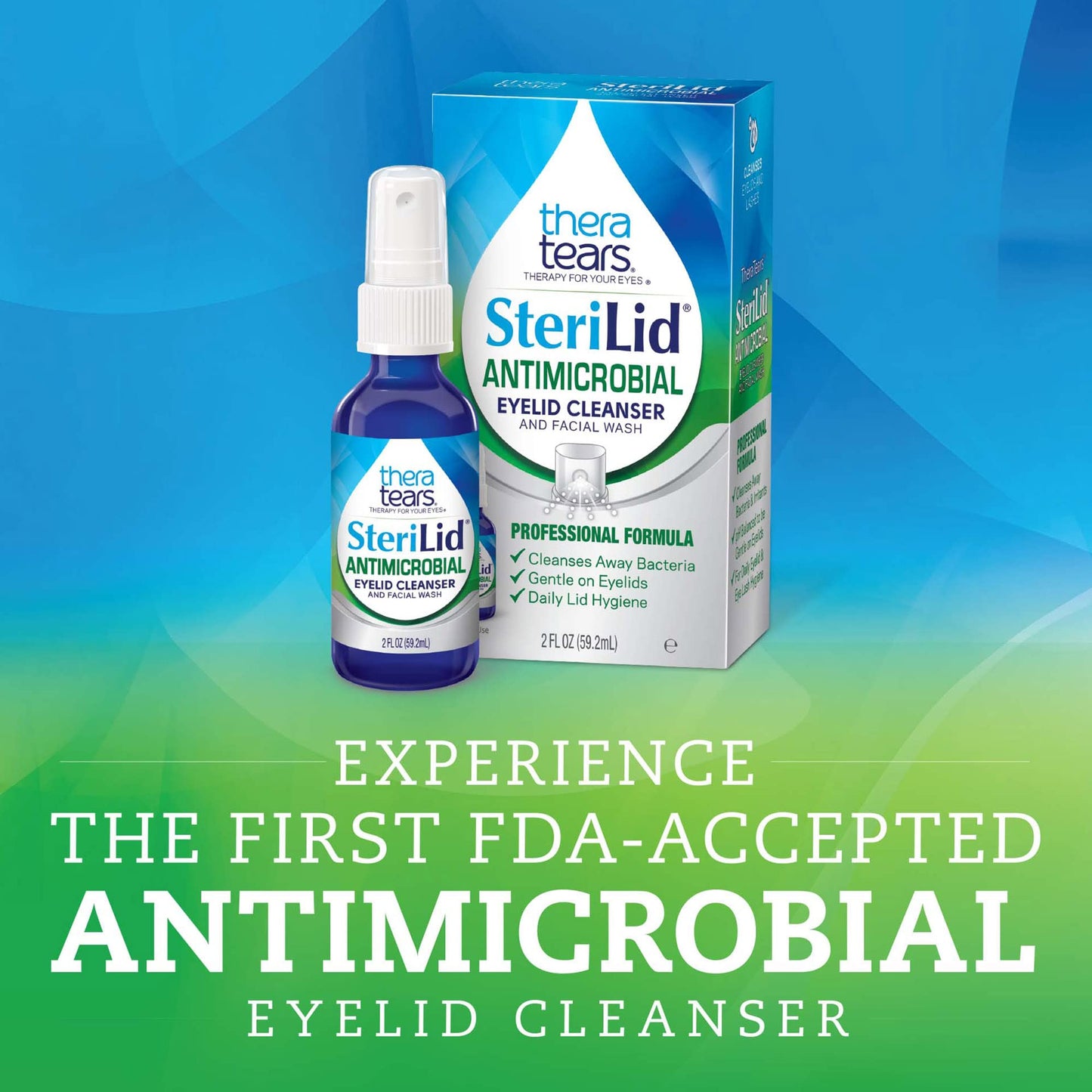 TheraTears SteriLid Eyelid Cleanser and Dry Eye Therapy Lubricant Eye Drops Bundle, 2 fl oz and 30 Vials