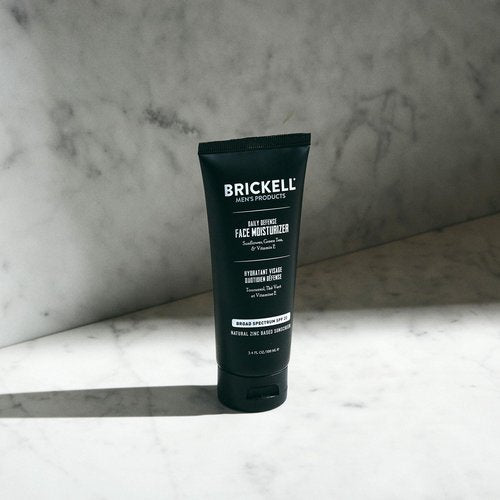 Brickell Men's Daily Defense SPF 20 Face Moisturizer - Natural Zinc Oxide Sunscreen, Hydrates & Protects Skin, 3.4oz, Unscented