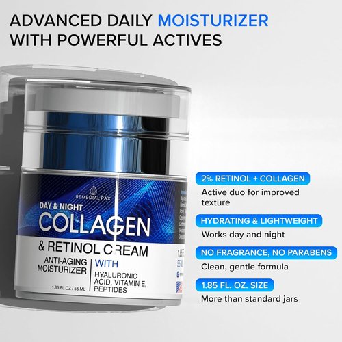 Regine Switzerland Collagen Face Cream - Anti-Aging Moisturizer with Retinol & Hyaluronic Acid for All Skin Types