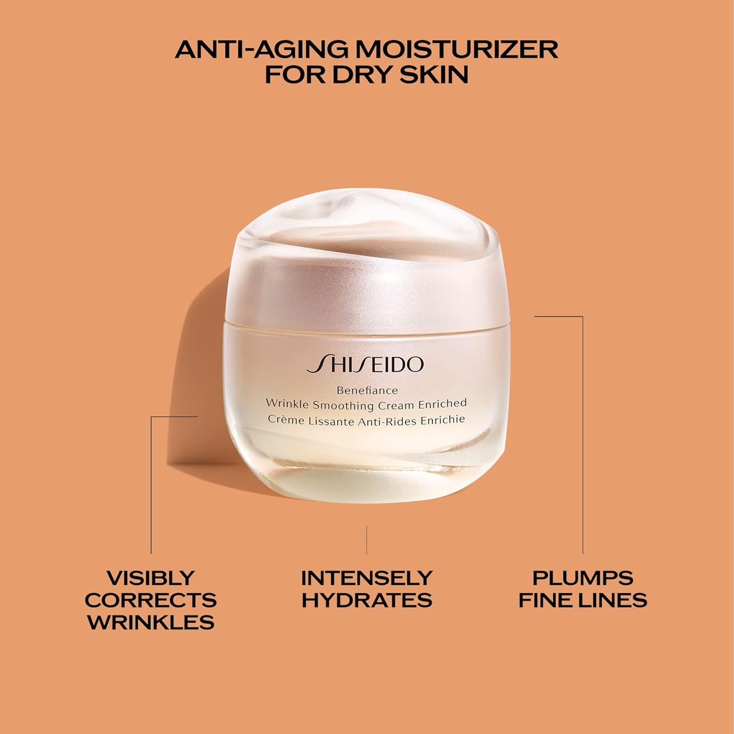Shiseido Benefiance Wrinkle Smoothing Cream - Anti-Aging Moisturizer for Dry Skin, 75 mL - Hydrates & Reduces Wrinkles
