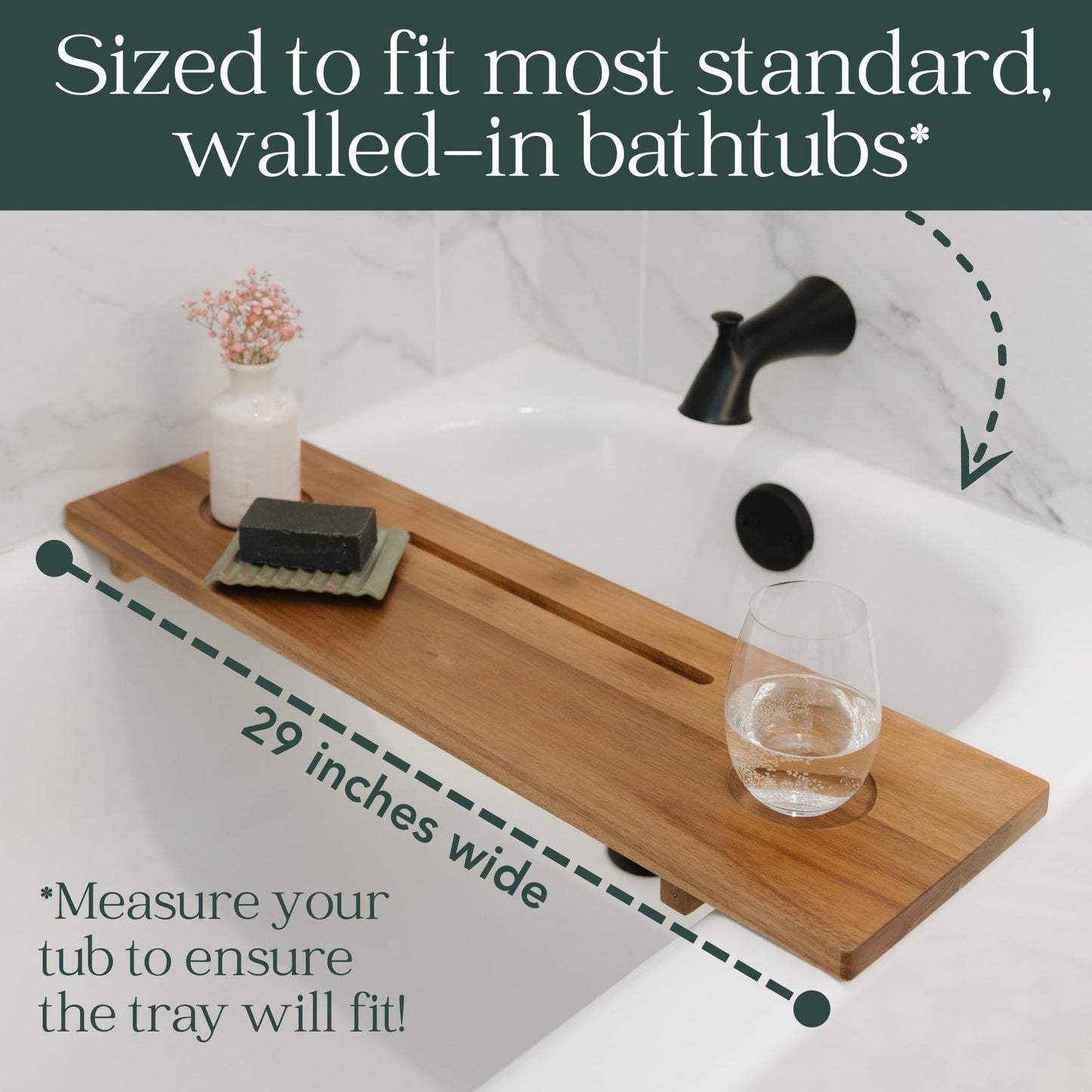 Premium Nature Shed Bathtub Tray for Standard Tubs | Solid Acacia Wood Luxury Bath Tray for Tub | Anti-Tip, Non-Toxic, Sustainable, Adjustable Bathtub Caddy | Bathroom Accessories Holders for Tub Tray