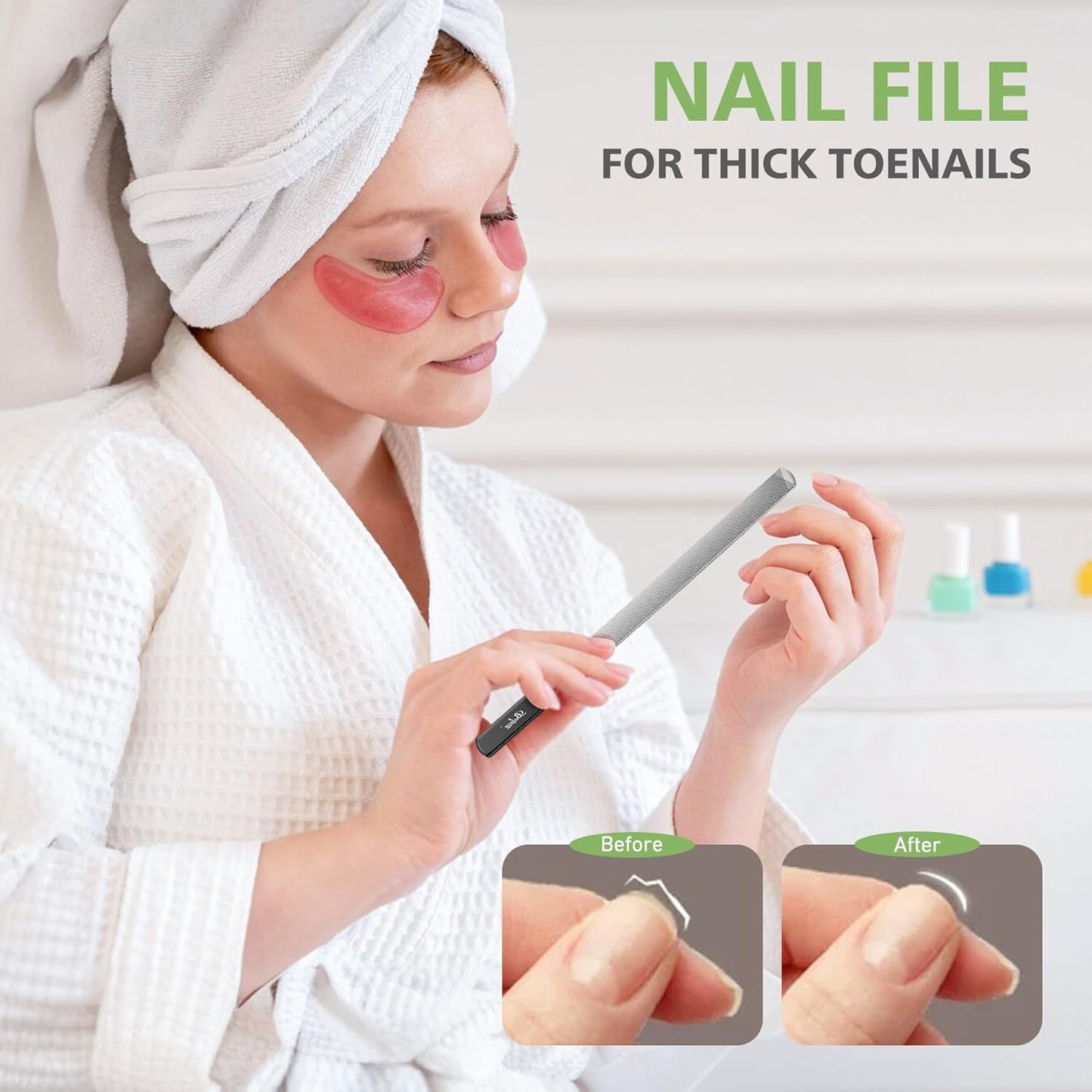 BALUCA Professional Stainless Steel Nail File - Durable Metal Tool for Thick Nails | 4.72-Inch Coarse Surface (Black)