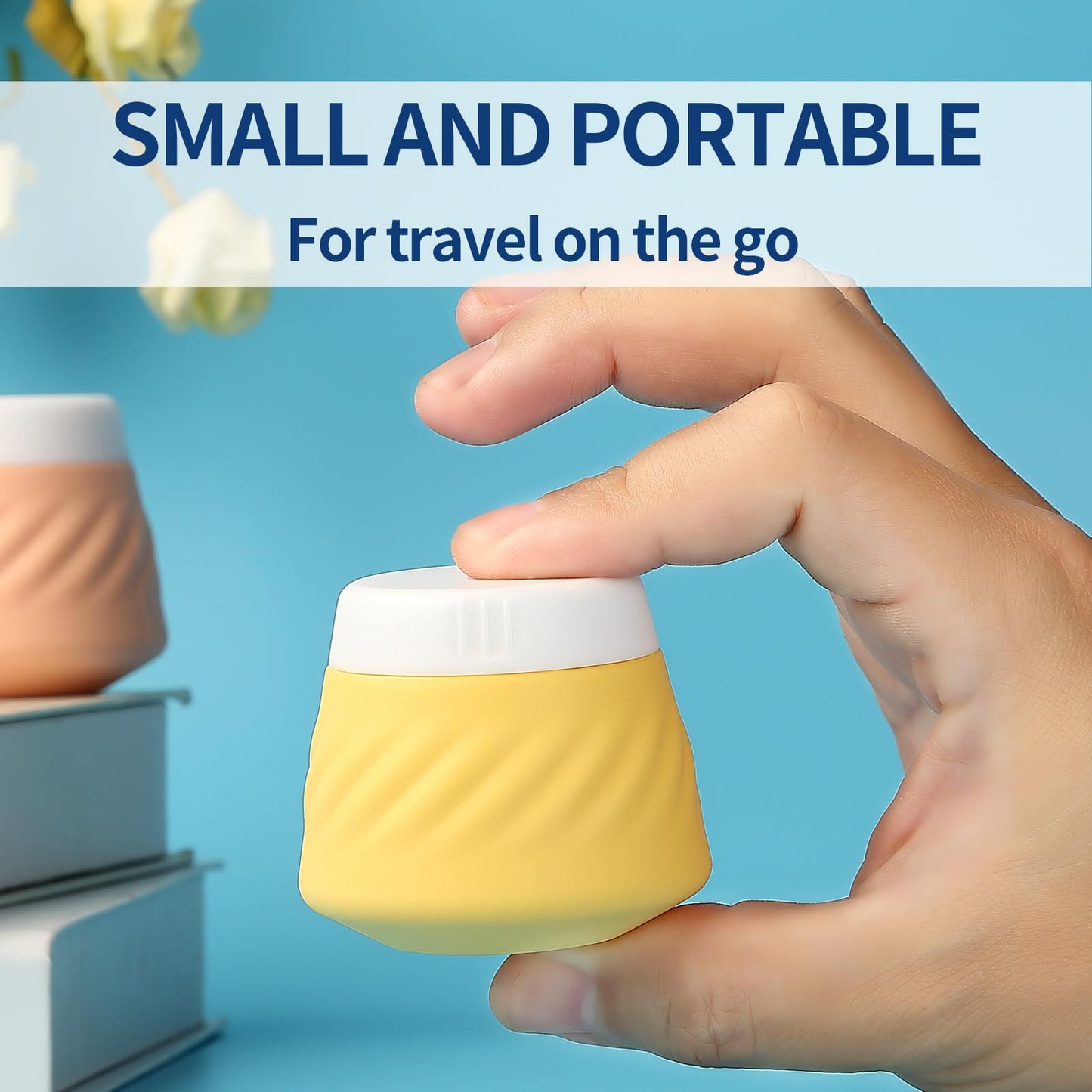 Gemice Silicone Cream Jars TSA Approved Travel Size Containers with Toiletry Bag, Wide Mouth Leak-proof Travel Accessories with Lid for Cosmetic Cream (4 Pack)