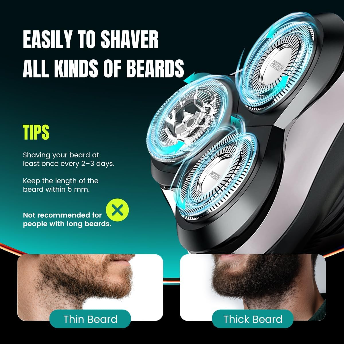Skiennix Electric Razor for Men - Rechargeable Waterproof Cordless Shaver for Wet & Dry Use