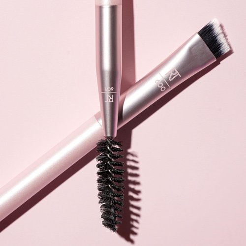 Real Techniques Dual-Ended Brow Brush - Shape & Fill Eyebrows | Travel-Friendly Spoolie & Liner, Vegan