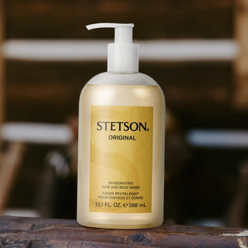 Coty Scent Stetson Original Hair and Body Wash - Earthy, Woody Aroma with Citrus & Patchouli - 13.1 Fl Oz