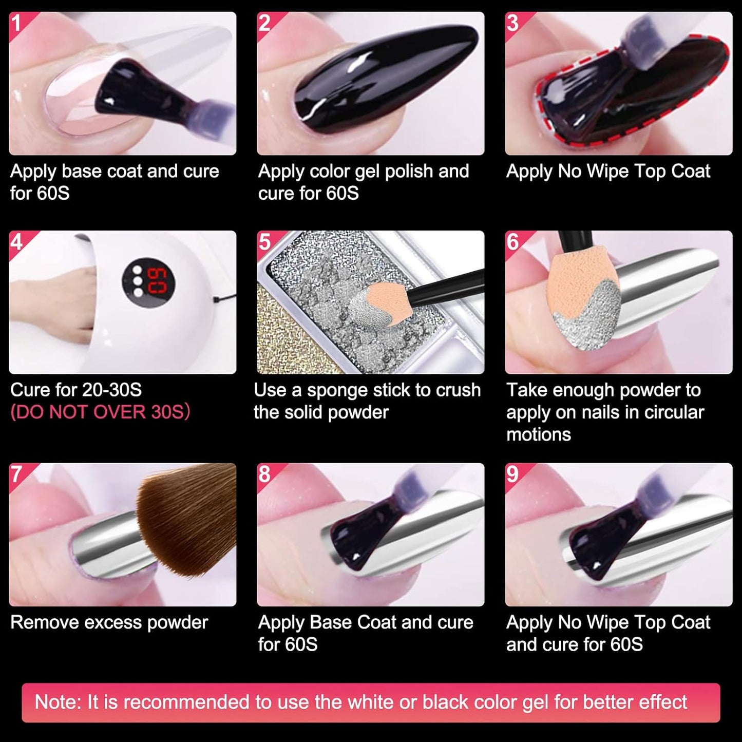 Skiennix Holographic Nail Powder Set - 6 Iridescent Colors for Stunning Metallic Nail Art