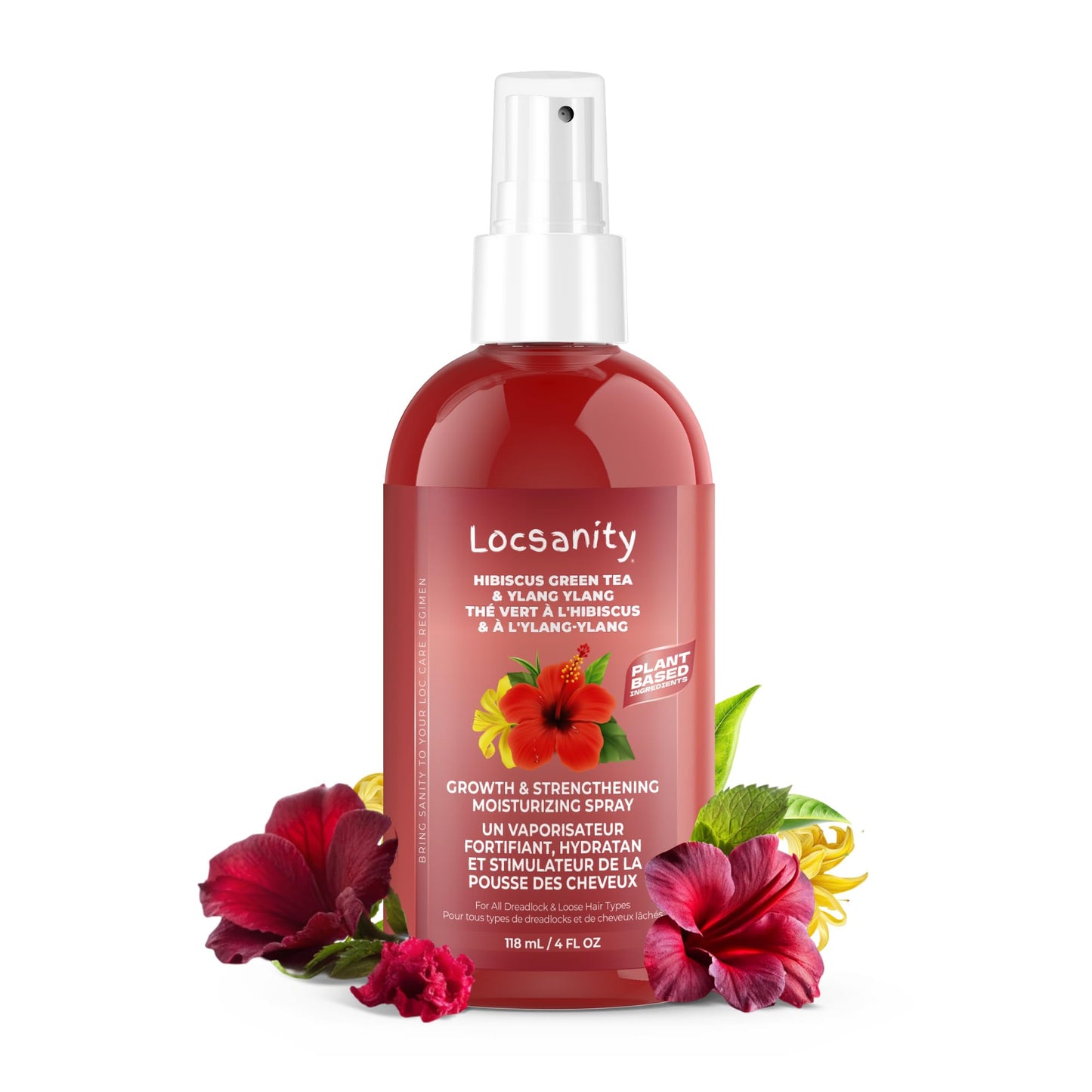 Locsanity Hibiscus Green Tea Hair Growth Spray for Dreadlocks and Loose Hairstyles Hair Care Treatment – Trial Size Loc Moisturizer for Thicker, Fuller, Longer Hair (4oz)