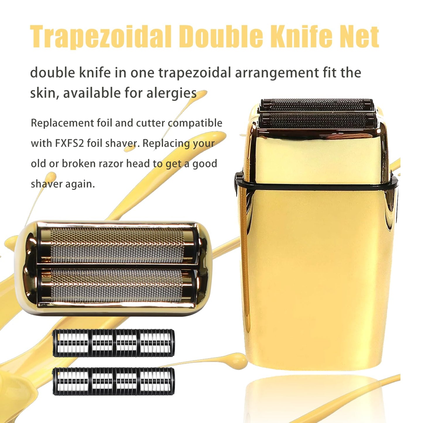 BaBylissPRO Replacement Foil and Cutter - Double Foil Shaver Head for FXFS2 Razors | Golden Finish