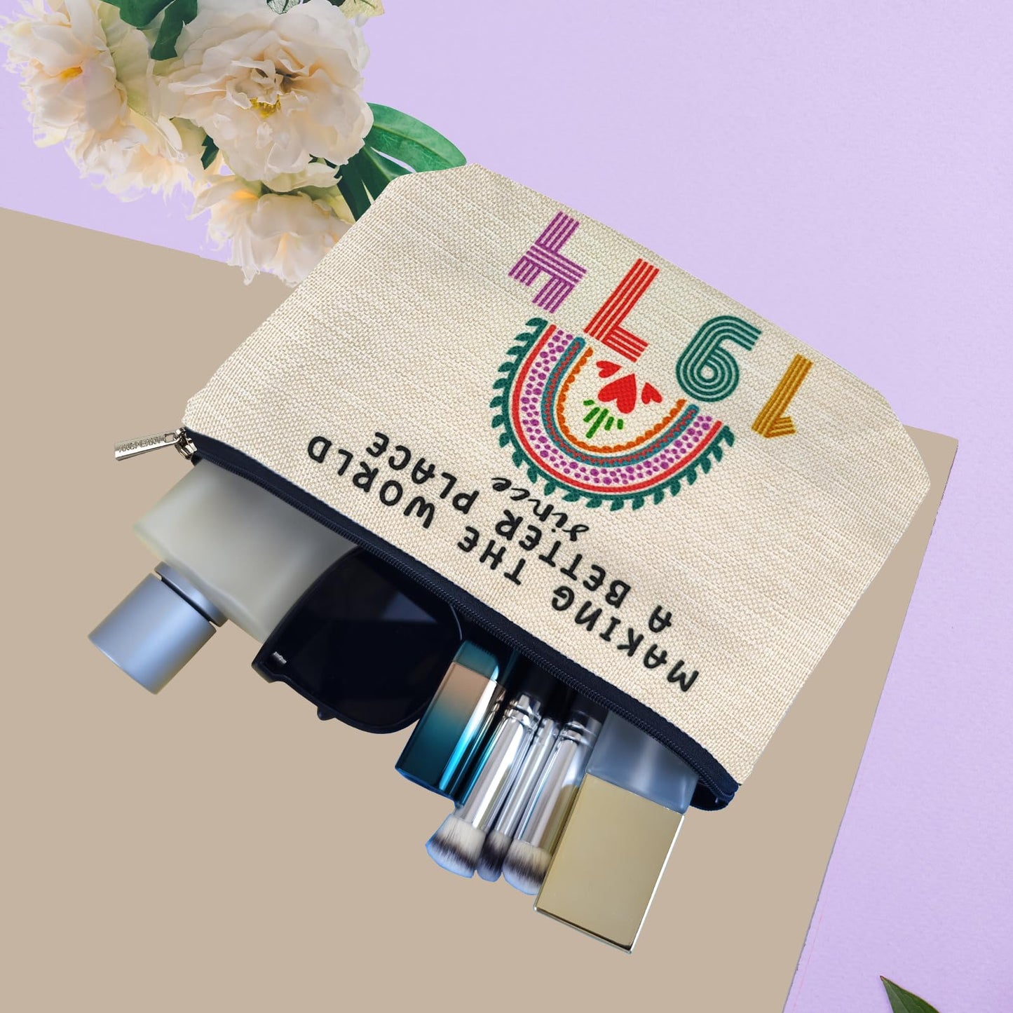 50th Birthday Gifts for Her, Funny 1974 50th Birthday Decorations Makeup Bag, Anniversary 50 Old Year Gift Ideas for Women, Wife, Sister, Mom, Aunt, Cool Cosmetic Travel Bag for Mothers Day, Christmas