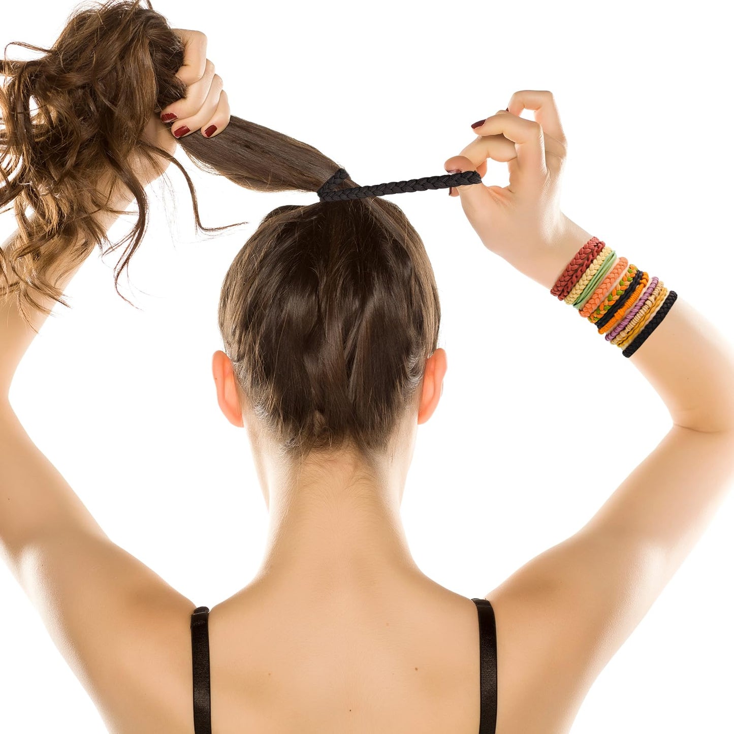 Bouiexye Hair Ties for Women - 48PCS Boho Hair Accessories, 6 Styles Hair Tie Bracelets, 14 Colors Non-Damaging Hair Ties for Thick Hair